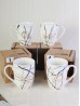 Husband Wife Marble Patterned Mug Set (4ps) With Gift Box 350ml (12oz)